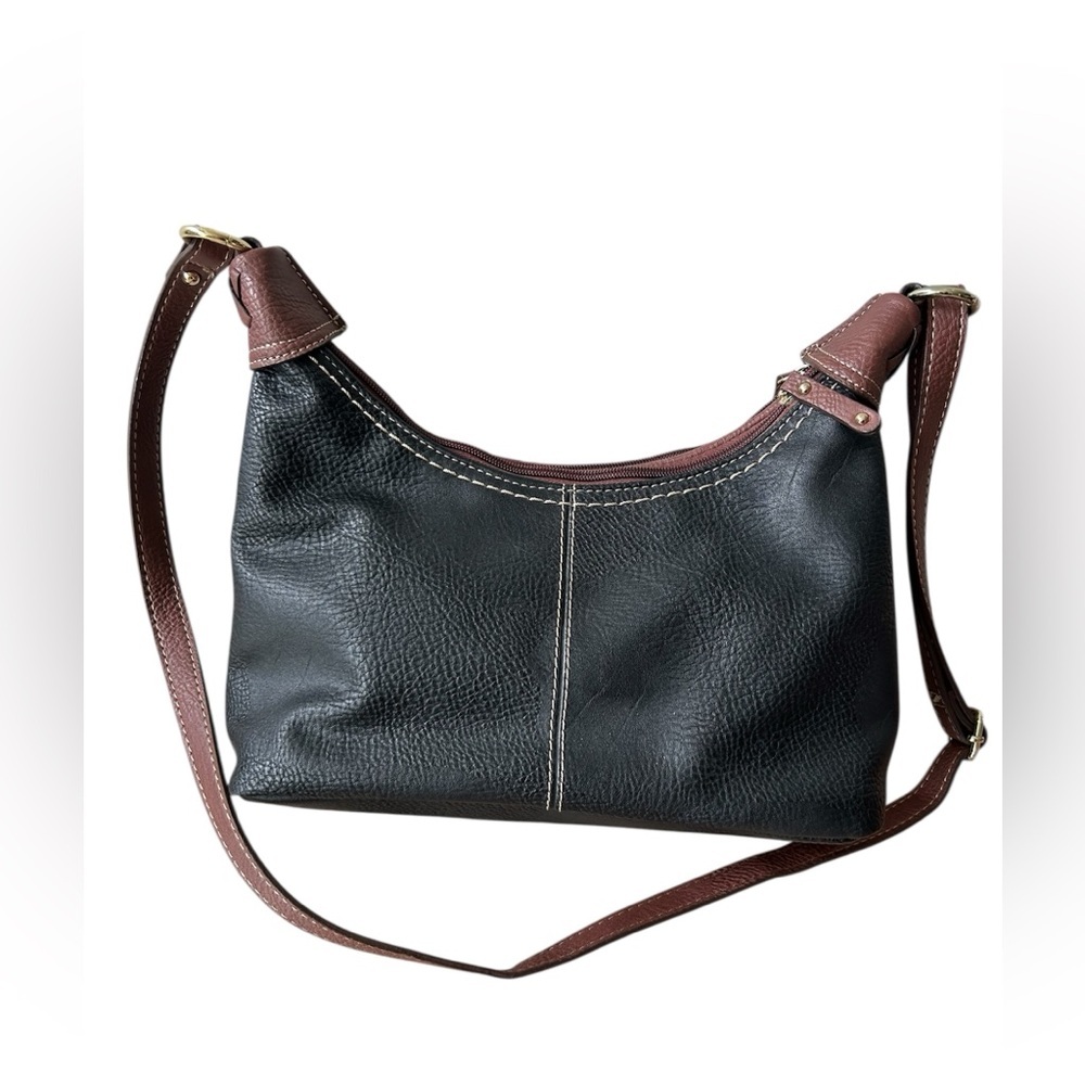 b.o.c. Vegan pebbled like leather shoulder purse in black and brown like new - Picture 3 of 13